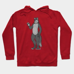 Spread Happiness with a Strong and Friendly Waving Grey Wolf Hoodie